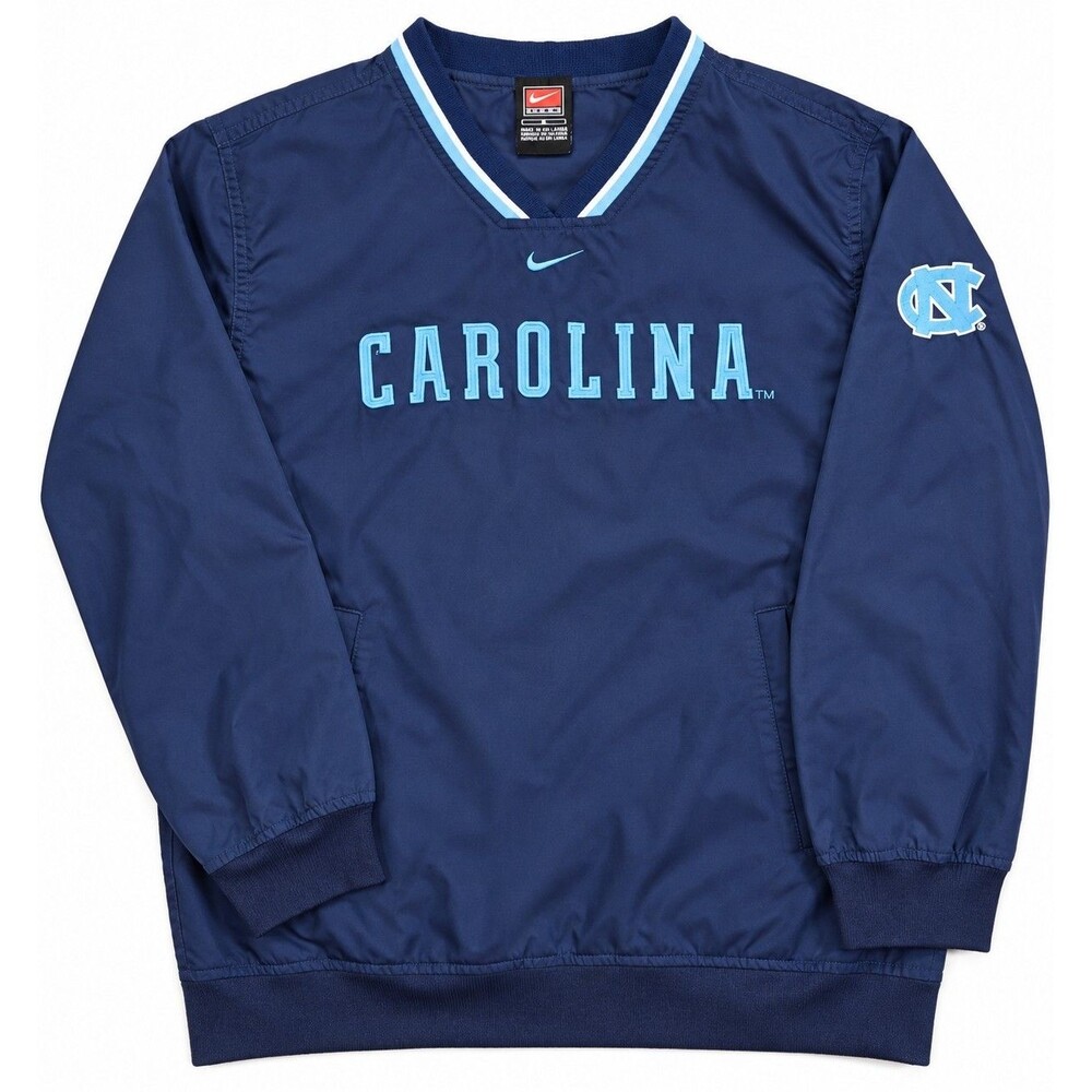 Nike UNC Tar Heels Pullover Jacket Boys Medium Navy Blue V Neck Windbreaker